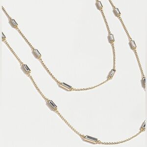 Vintage J. Crew Gold/ Silver Pavé baguette Double Strand Necklace